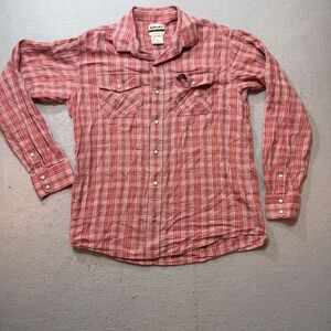 Ariat Retro Fit Men's L Plaid Western‎ Long Sleeve Shirt Button Up Casual